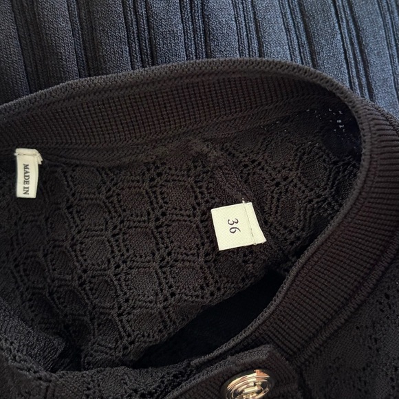 Sandro Tuileries Pointelle Knit Dress Black FR 36/US 4 - Picture 7 of 8